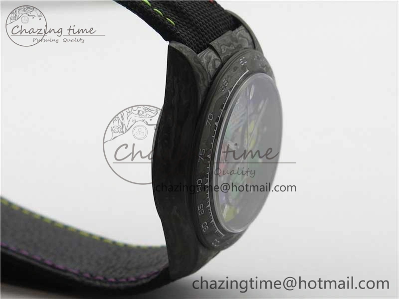 Efficient Daytona DIW Carbon OMF Best Edition Black  Dial on Black Nylon Strap A 2840