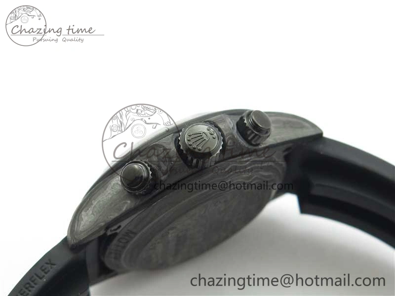 Comfortable Daytona DIW Carbon OMF Best Edition Black Dial Numbers Markers on Black Rubber Strap A 2832