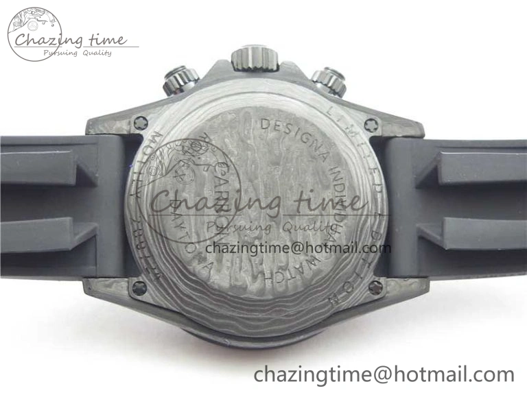 Comfortable Daytona DIW Carbon OMF Best Edition Black Dial Numbers Markers on Black Rubber Strap A 2832