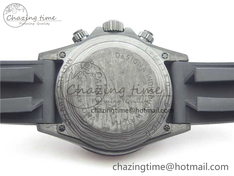 Comfortable Daytona DIW Carbon OMF Best Edition Black Dial Numbers Markers on Black Rubber Strap A 2832