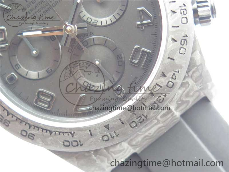Comfortable Daytona DIW Carbon OMF Best Edition Black Dial Numbers Markers on Black Rubber Strap A 2832