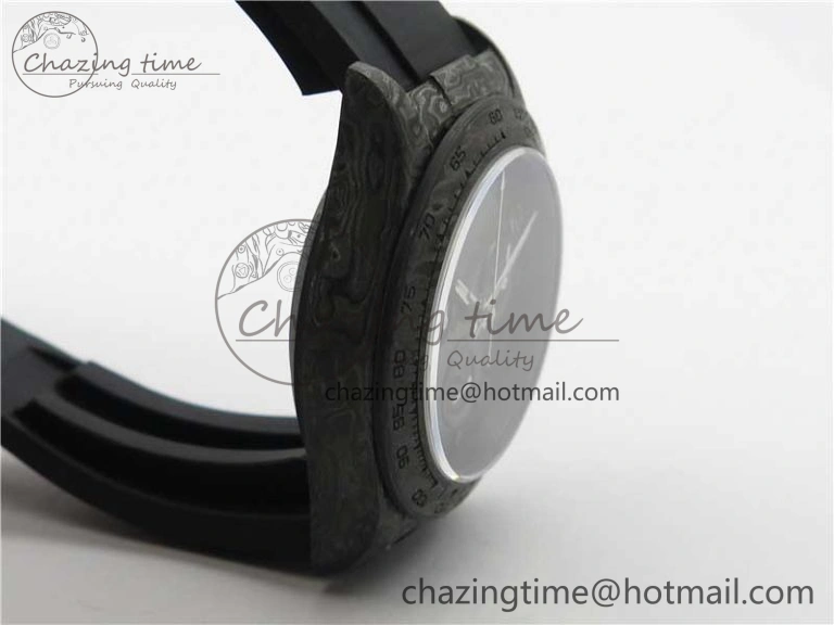 Comfortable Daytona DIW Carbon OMF Best Edition Black Dial Numbers Markers on Black Rubber Strap A 2832