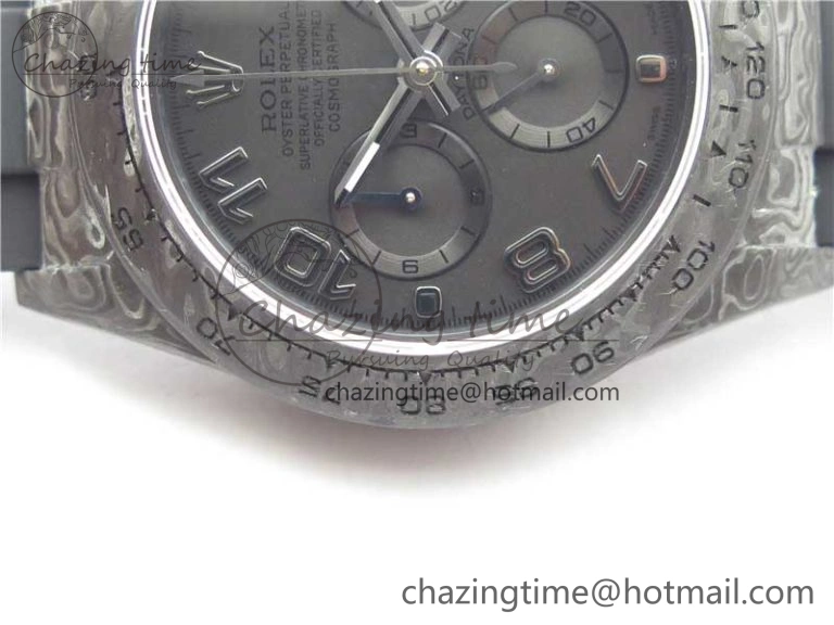 Comfortable Daytona DIW Carbon OMF Best Edition Black Dial Numbers Markers on Black Rubber Strap A 2832