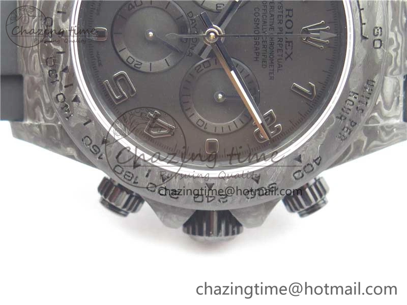 Comfortable Daytona DIW Carbon OMF Best Edition Black Dial Numbers Markers on Black Rubber Strap A 2832
