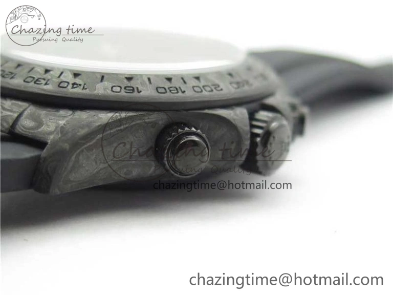 Comfortable Daytona DIW Carbon OMF Best Edition Black Dial Numbers Markers on Black Rubber Strap A 2832