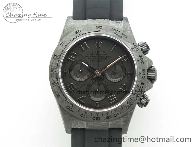 Comfortable Daytona DIW Carbon OMF Best Edition Black Dial Numbers Markers on Black Rubber Strap A 2832