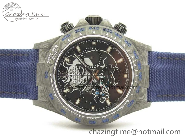 NewStyle Daytona DIW Carbon OMF Best Edition Black Dial on Deep Blue Nylon Strap A 2839