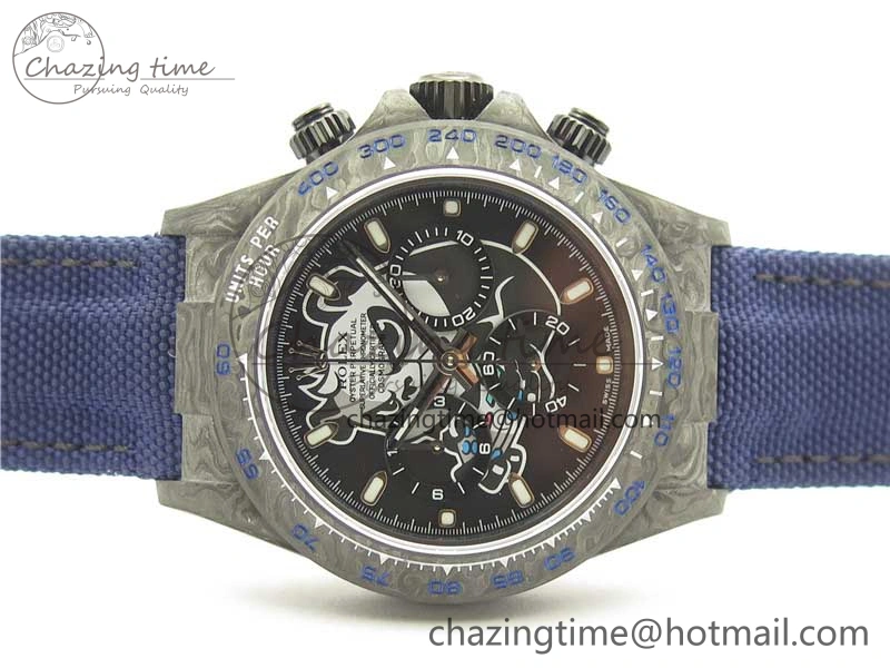 NewStyle Daytona DIW Carbon OMF Best Edition Black Dial on Deep Blue Nylon Strap A 2839