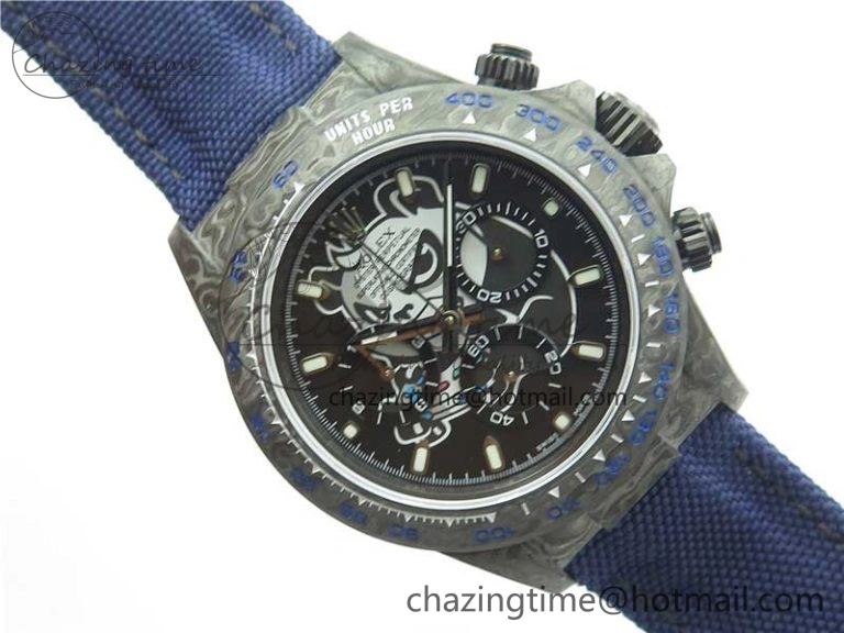 NewStyle Daytona DIW Carbon OMF Best Edition Black Dial on Deep Blue Nylon Strap A 2839