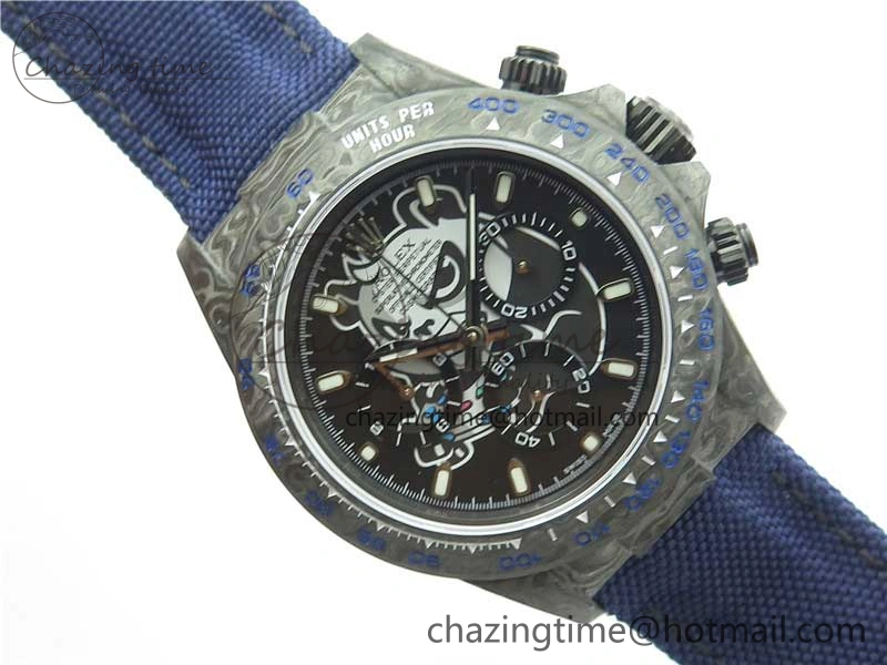 NewStyle Daytona DIW Carbon OMF Best Edition Black Dial on Deep Blue Nylon Strap A 2839