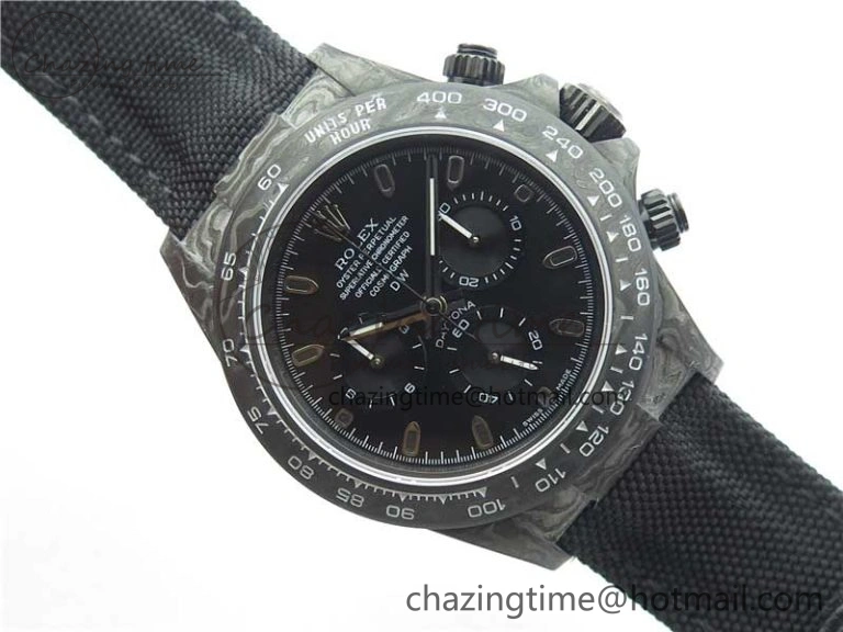 Trendsetting Daytona DIW Carbon OMF Best Edition Black Black Dial on Black Nylon Strap A 2847