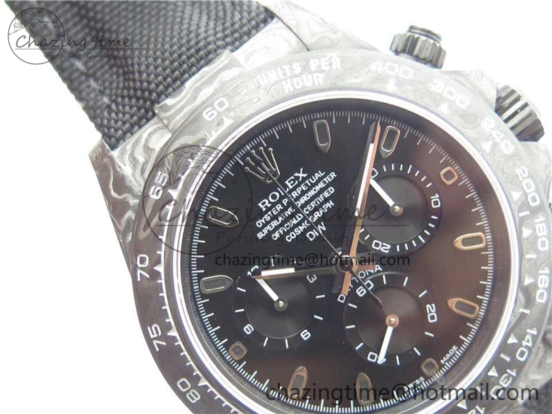 Trendsetting Daytona DIW Carbon OMF Best Edition Black Black Dial on Black Nylon Strap A 2847