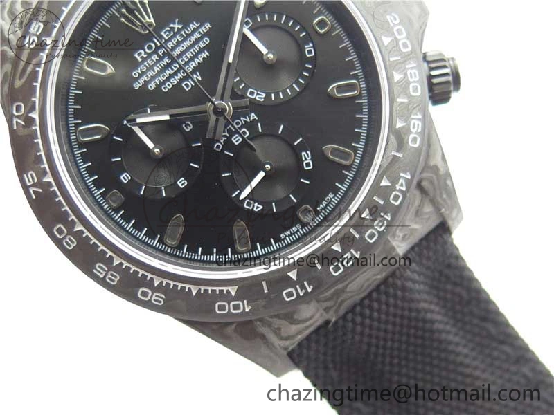 Trendsetting Daytona DIW Carbon OMF Best Edition Black Black Dial on Black Nylon Strap A 2847