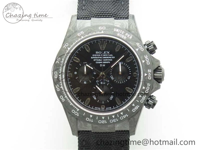 Trendsetting Daytona DIW Carbon OMF Best Edition Black Black Dial on Black Nylon Strap A 2847