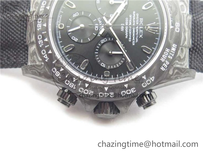 Trendsetting Daytona DIW Carbon OMF Best Edition Black Black Dial on Black Nylon Strap A 2847