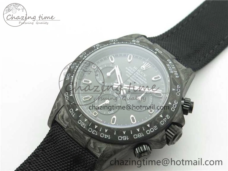 Trendsetting Daytona DIW Carbon OMF Best Edition Black Black Dial on Black Nylon Strap A 2847