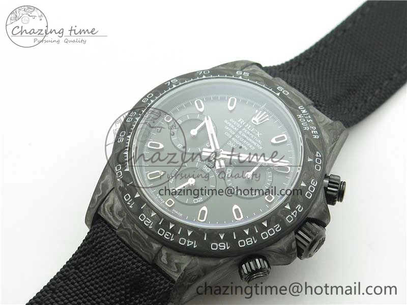 Trendsetting Daytona DIW Carbon OMF Best Edition Black Black Dial on Black Nylon Strap A 2847