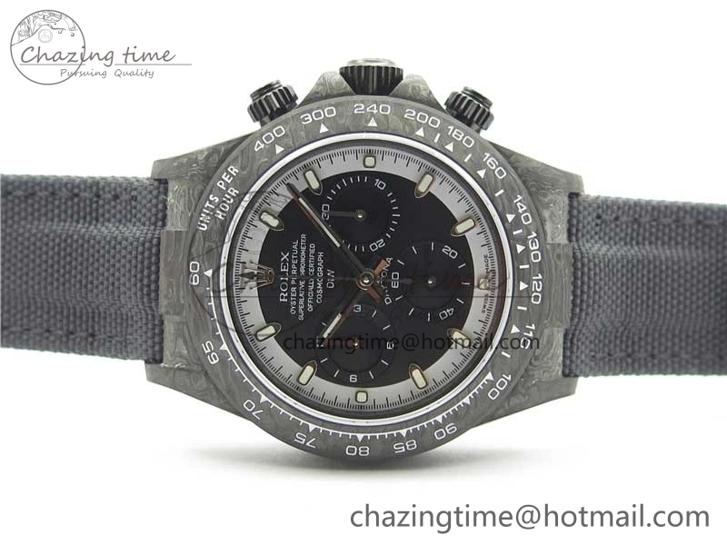 EyeCatching Daytona DIW Carbon OMF Best Edition Black White Dial on Black Nylon Strap A 2843