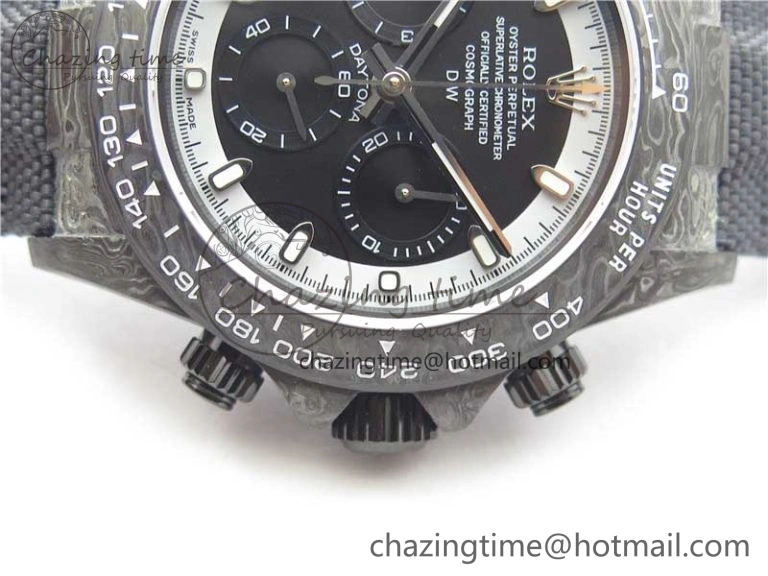 EyeCatching Daytona DIW Carbon OMF Best Edition Black White Dial on Black Nylon Strap A 2843