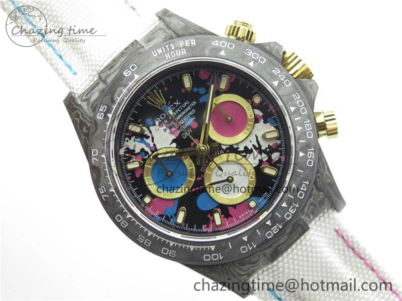 Daytona DIW Carbon OMF Best Edition Blue Pink White Dial on White Nylon Strap A Bold 2833