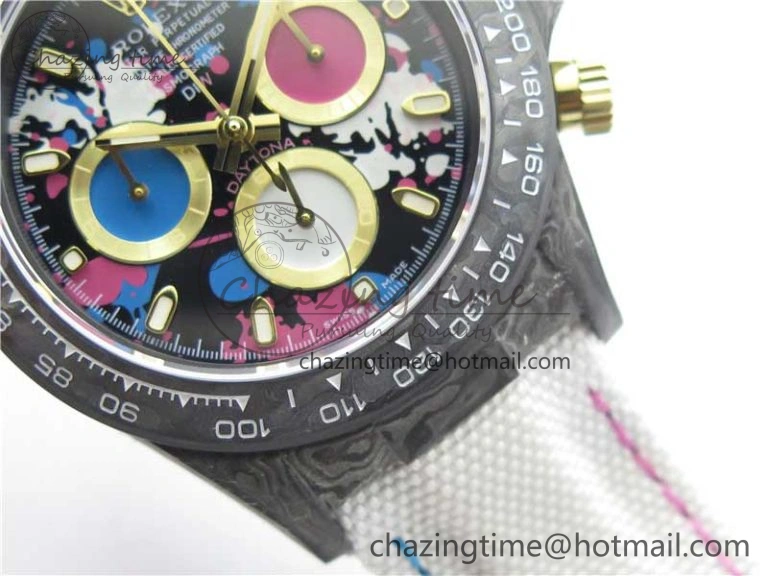 Daytona DIW Carbon OMF Best Edition Blue Pink White Dial on White Nylon Strap A Bold 2833
