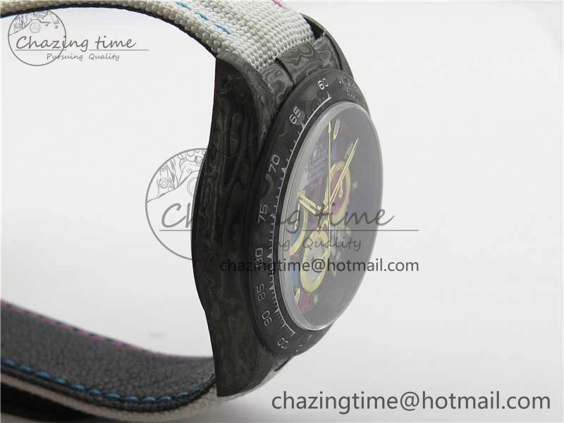 Daytona DIW Carbon OMF Best Edition Blue Pink White Dial on White Nylon Strap A Bold 2833