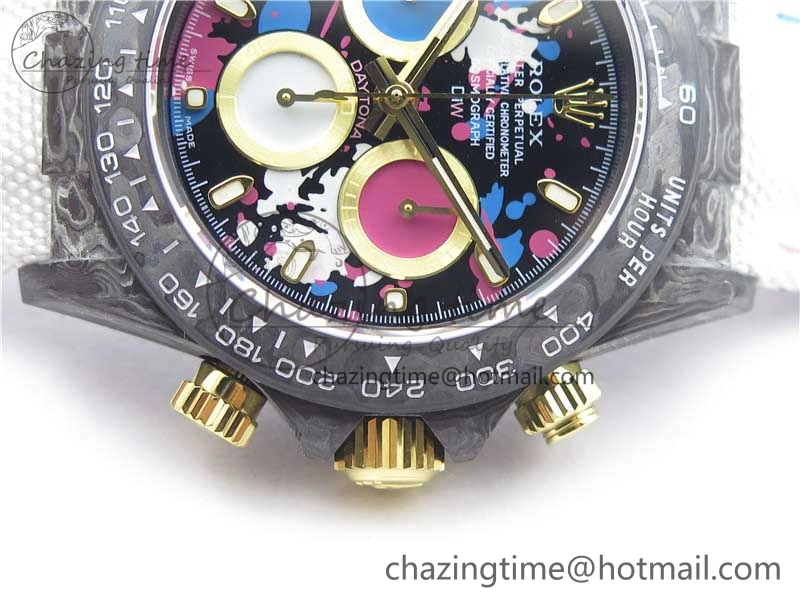 Daytona DIW Carbon OMF Best Edition Blue Pink White Dial on White Nylon Strap A Bold 2833