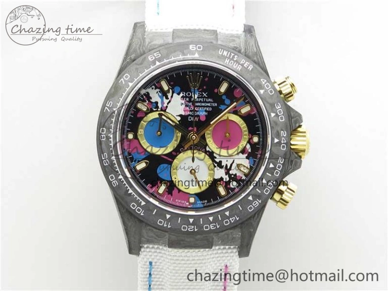 Daytona DIW Carbon OMF Best Edition Blue Pink White Dial on White Nylon Strap A Bold 2833