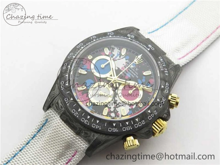 Daytona DIW Carbon OMF Best Edition Blue Pink White Dial on White Nylon Strap A Bold 2833