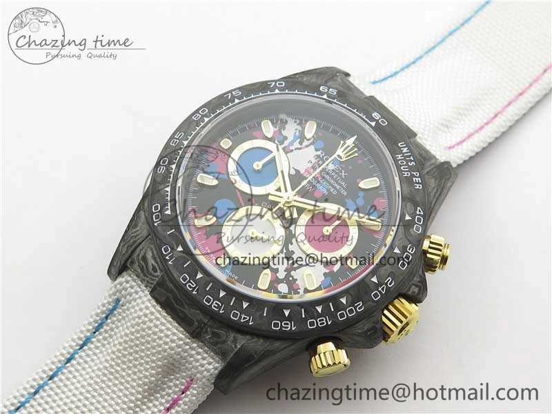 Daytona DIW Carbon OMF Best Edition Blue Pink White Dial on White Nylon Strap A Bold 2833