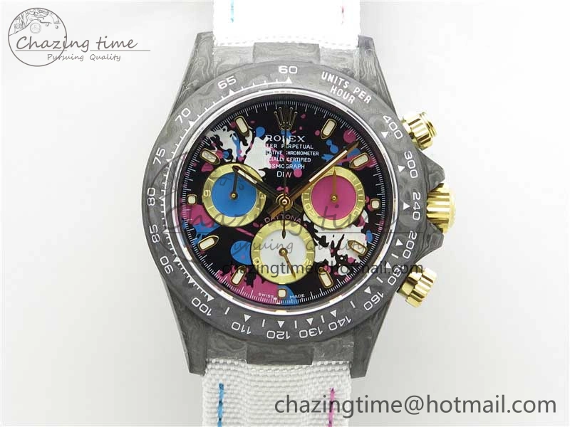 Daytona DIW Carbon OMF Best Edition Blue Pink White Dial on White Nylon Strap A Bold 2833