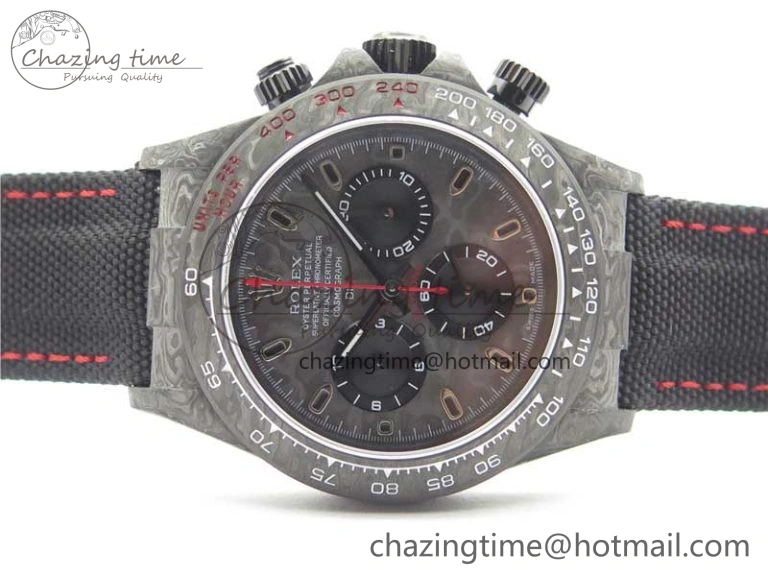 FashionForward Daytona DIW Carbon OMF Best Edition Carbon Black Dial Red Hand on Black Nylon Strap A 2846