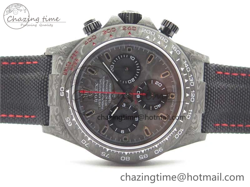 FashionForward Daytona DIW Carbon OMF Best Edition Carbon Black Dial Red Hand on Black Nylon Strap A 2846