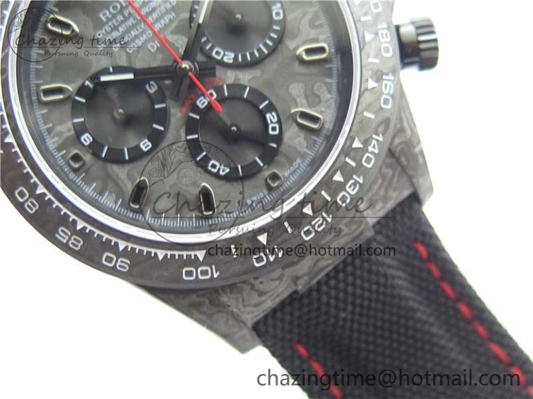 FashionForward Daytona DIW Carbon OMF Best Edition Carbon Black Dial Red Hand on Black Nylon Strap A 2846