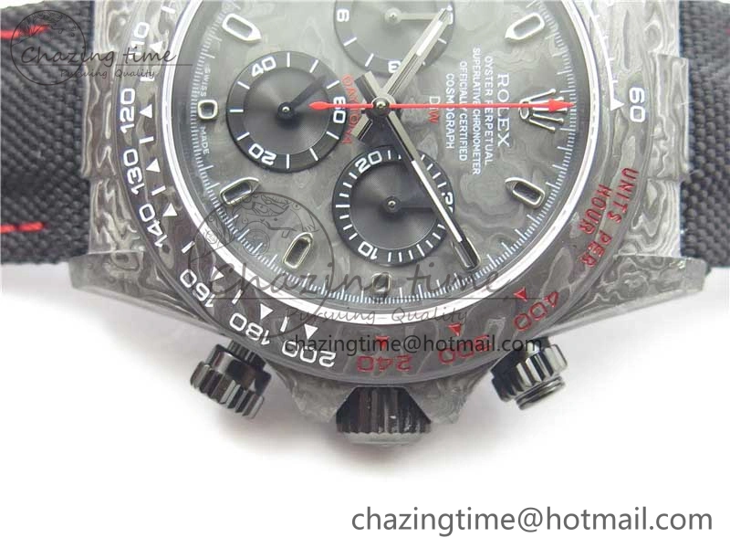 FashionForward Daytona DIW Carbon OMF Best Edition Carbon Black Dial Red Hand on Black Nylon Strap A 2846