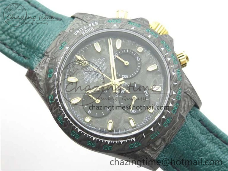 Durable Daytona DIW Carbon OMF Best Edition Carbon Black Dial on Green Nylon Strap A 2837