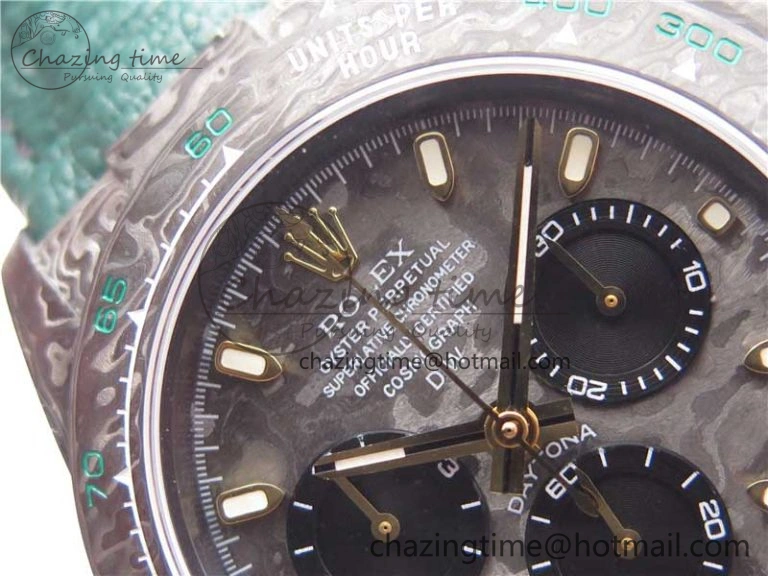 Durable Daytona DIW Carbon OMF Best Edition Carbon Black Dial on Green Nylon Strap A 2837