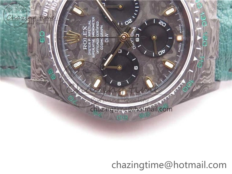 Durable Daytona DIW Carbon OMF Best Edition Carbon Black Dial on Green Nylon Strap A 2837