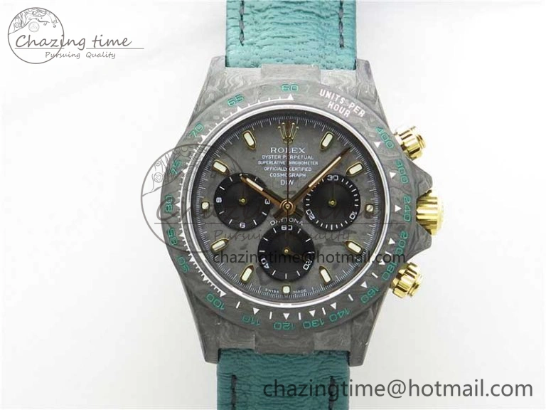 Durable Daytona DIW Carbon OMF Best Edition Carbon Black Dial on Green Nylon Strap A 2837