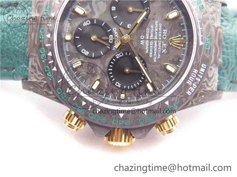 Durable Daytona DIW Carbon OMF Best Edition Carbon Black Dial on Green Nylon Strap A 2837