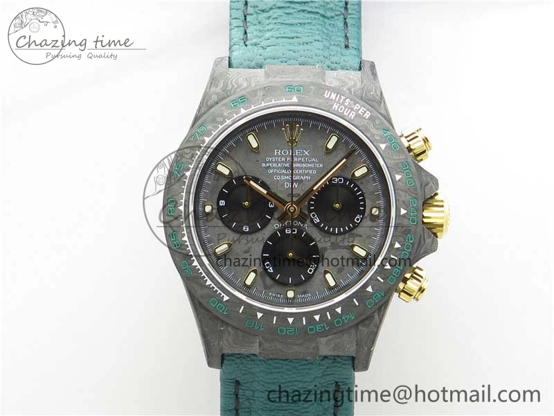 Durable Daytona DIW Carbon OMF Best Edition Carbon Black Dial on Green Nylon Strap A 2837