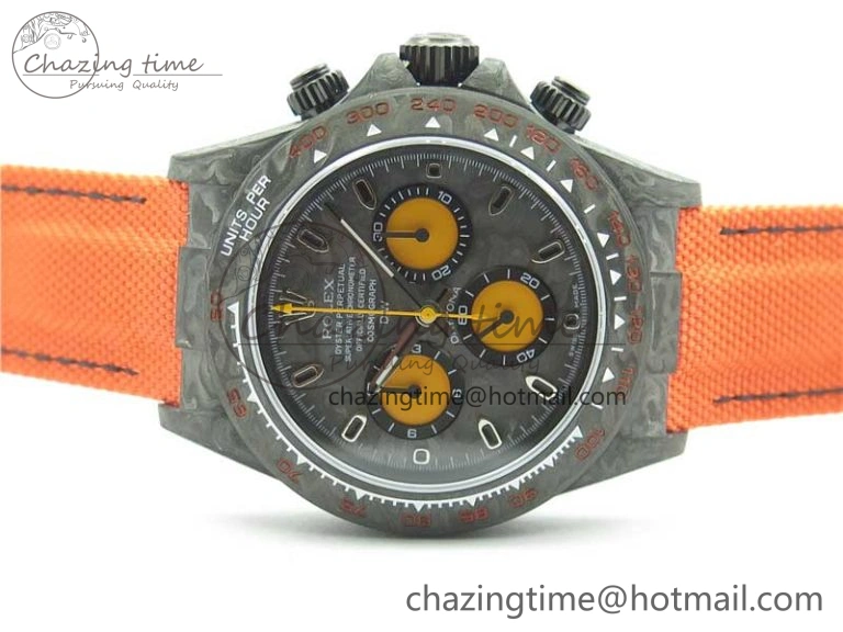 Daytona DIW Carbon OMF Best Edition Carbon Orange Dial on Orange Nylon Strap A SoftTouch 2845
