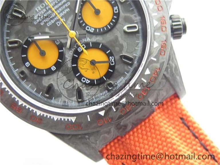 Daytona DIW Carbon OMF Best Edition Carbon Orange Dial on Orange Nylon Strap A SoftTouch 2845