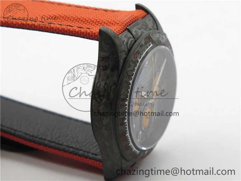 Daytona DIW Carbon OMF Best Edition Carbon Orange Dial on Orange Nylon Strap A SoftTouch 2845