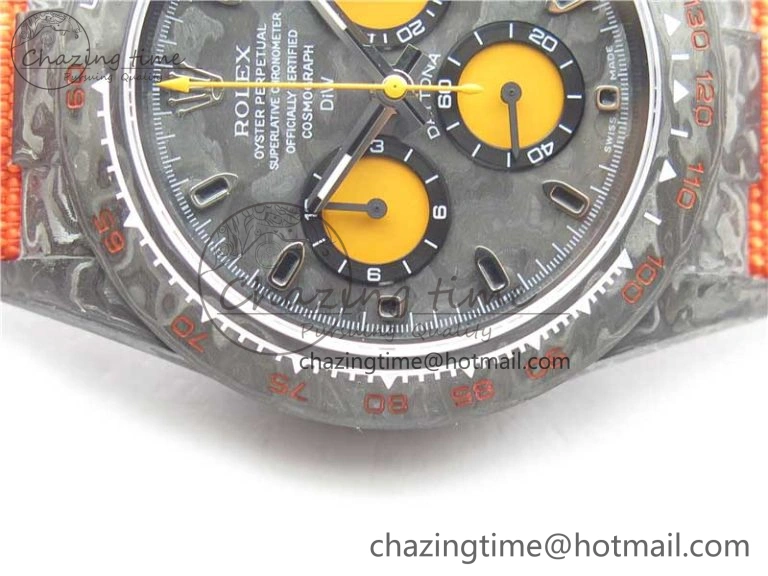 Daytona DIW Carbon OMF Best Edition Carbon Orange Dial on Orange Nylon Strap A SoftTouch 2845