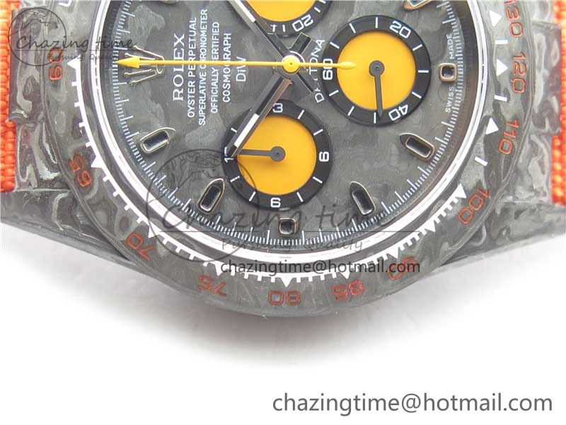 Daytona DIW Carbon OMF Best Edition Carbon Orange Dial on Orange Nylon Strap A SoftTouch 2845