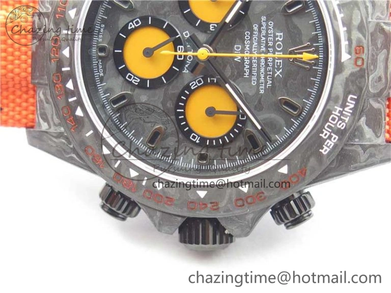 Daytona DIW Carbon OMF Best Edition Carbon Orange Dial on Orange Nylon Strap A SoftTouch 2845