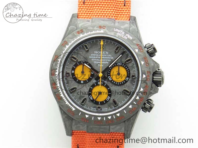 Daytona DIW Carbon OMF Best Edition Carbon Orange Dial on Orange Nylon Strap A SoftTouch 2845