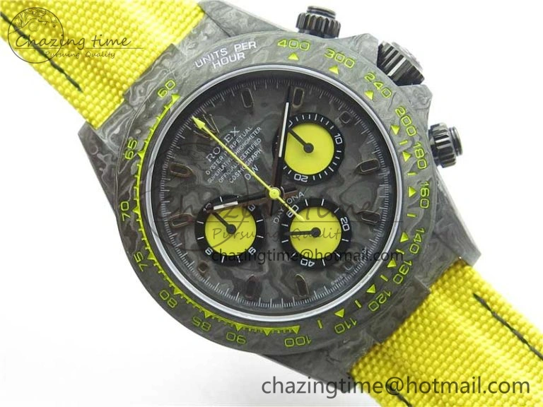 EasyCare Daytona DIW Carbon OMF Best Edition Carbon Yellow Dial on Yellow Nylon Strap A 2841