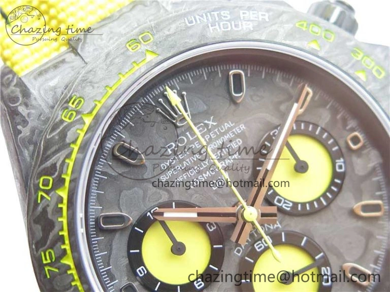 EasyCare Daytona DIW Carbon OMF Best Edition Carbon Yellow Dial on Yellow Nylon Strap A 2841